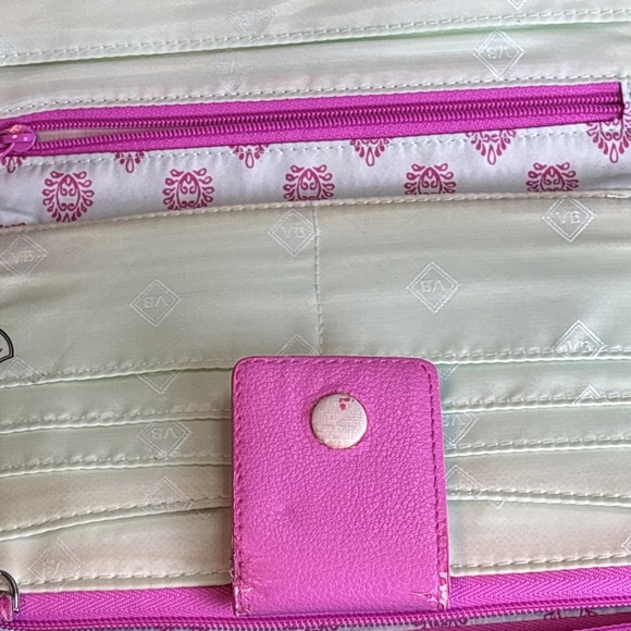 Vera Bradley Floral Quilted Zip Around Wallet Pink Multicolor w/ Wear - Picture 6 of 11
